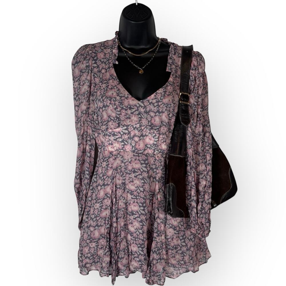 NWT LOVESHACKFANCY Cassidy Floral Georgette Ruffle Mini Dress Size 00/ MSRP $425